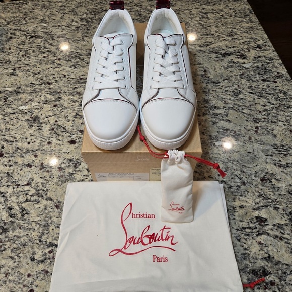 NEW Christian Louboutin Fun Louise Junior Flat White Sneakers Size 39 - Picture 2 of 12